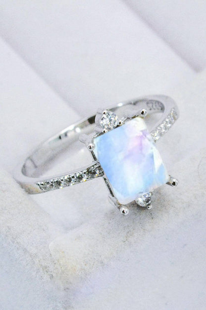 925 Sterling Silver Square Moonstone Ring.