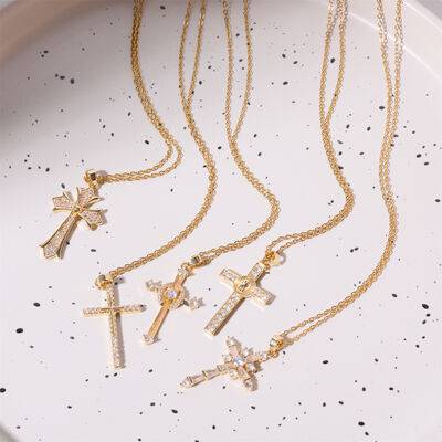 Stainless Steel Inlaid Zircon Cross Necklace - Carri's Cache