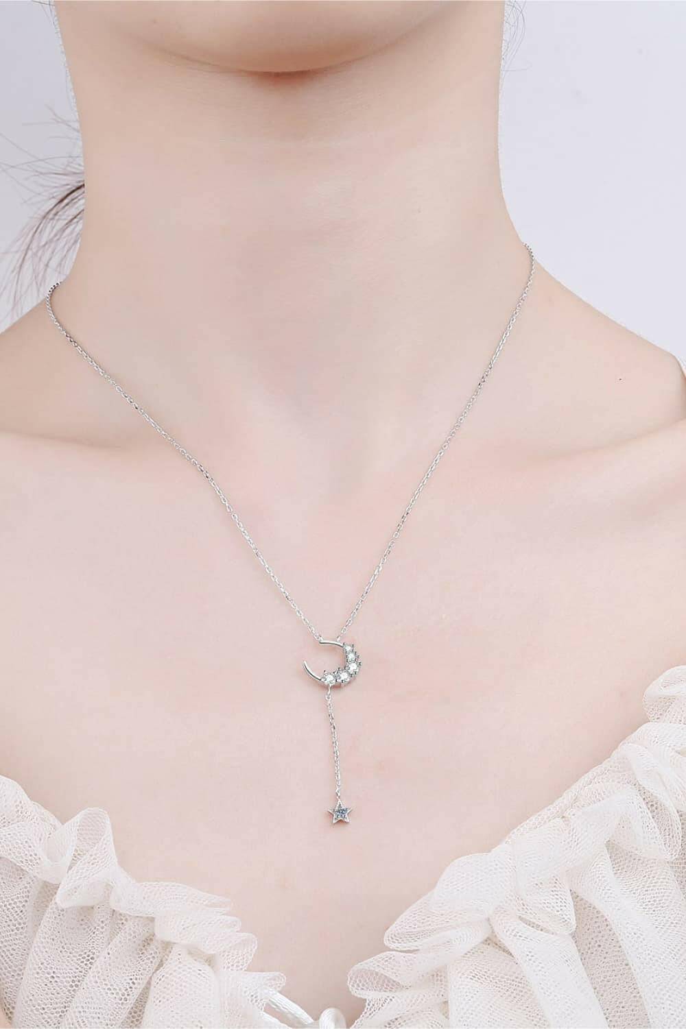 Star & Moon Moissanite Necklace - Carri's Cache