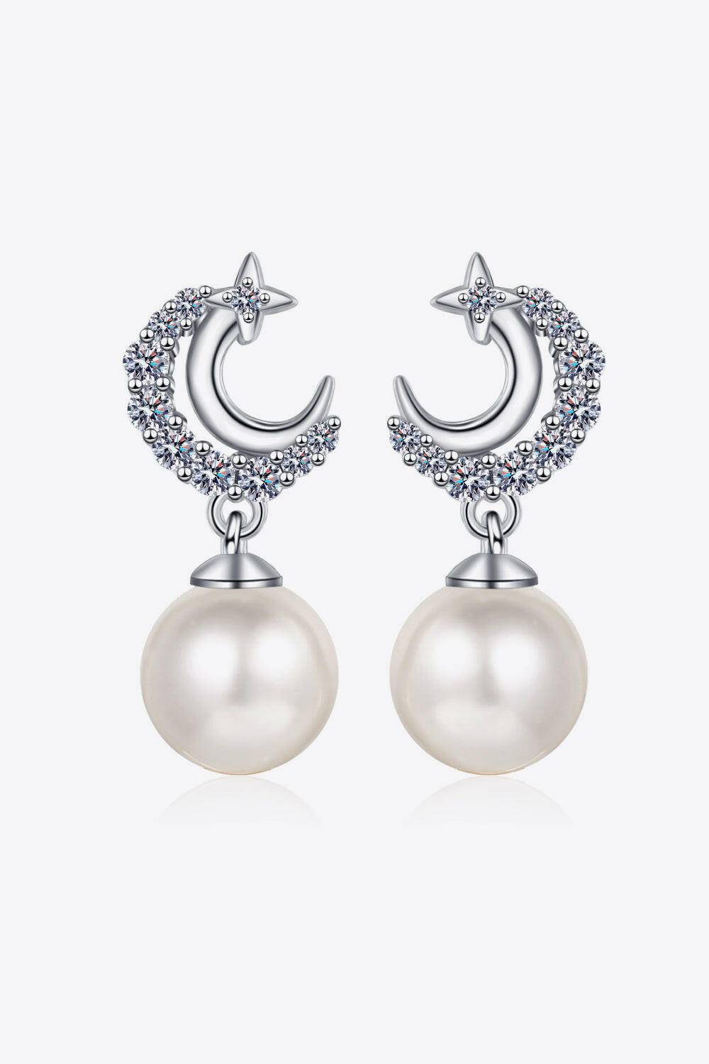 Moissanite Pearl Drop Earrings - Carri's Cache