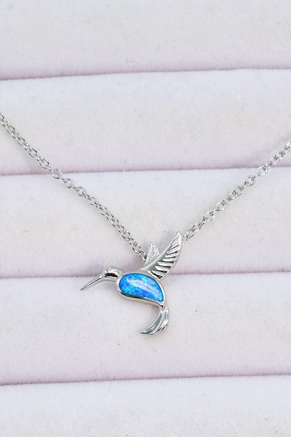 Opal Bird 925 Sterling Silver Necklace.