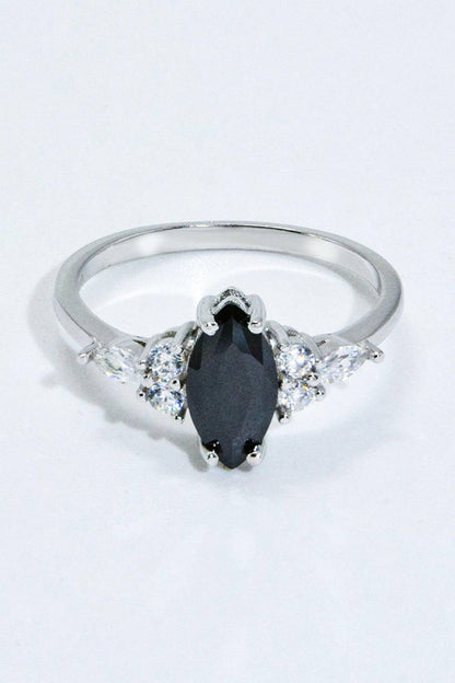 925 Sterling Silver Black Agate Ring.