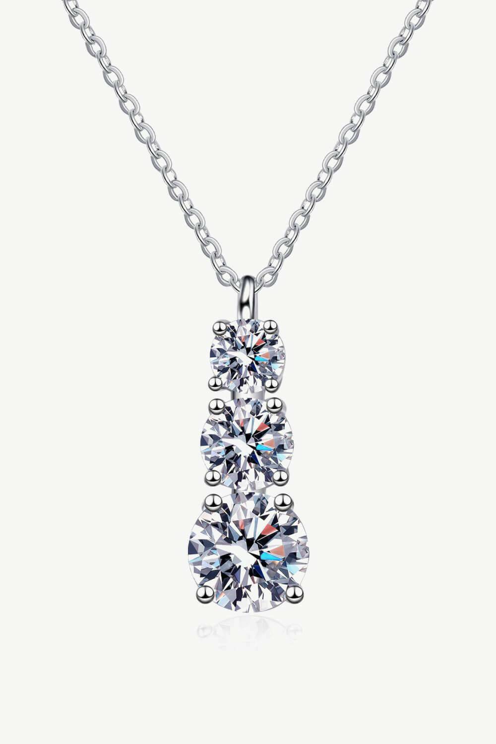 1.8 Carat Moissanite Triple-Pendant Necklace - Carri's Cache