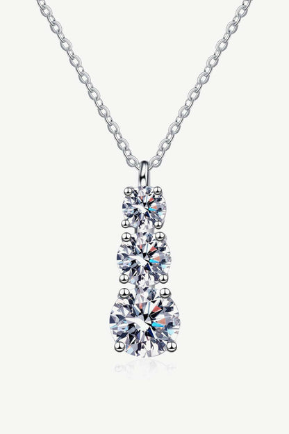 1.8 Carat Moissanite Triple-Pendant Necklace - Carri's Cache