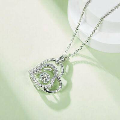 Moissanite 925 Sterling Silver Heart Necklace - Carri's Cache