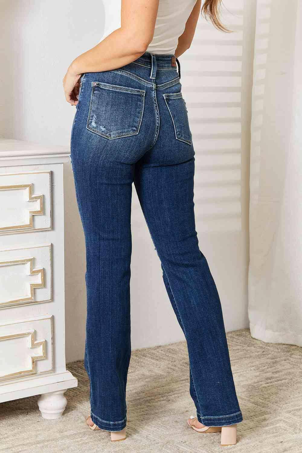 Judy Blue Full Size Mid Rise Hand Sand & Destroy Bootcut Jeans - Carri's Cache