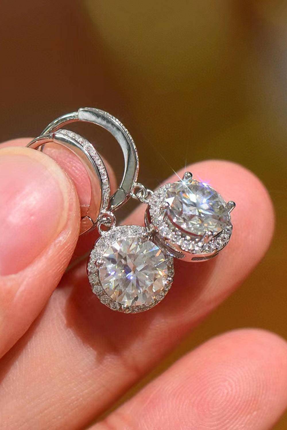 Moissanite Round Drop Earrings - Carri's Cache