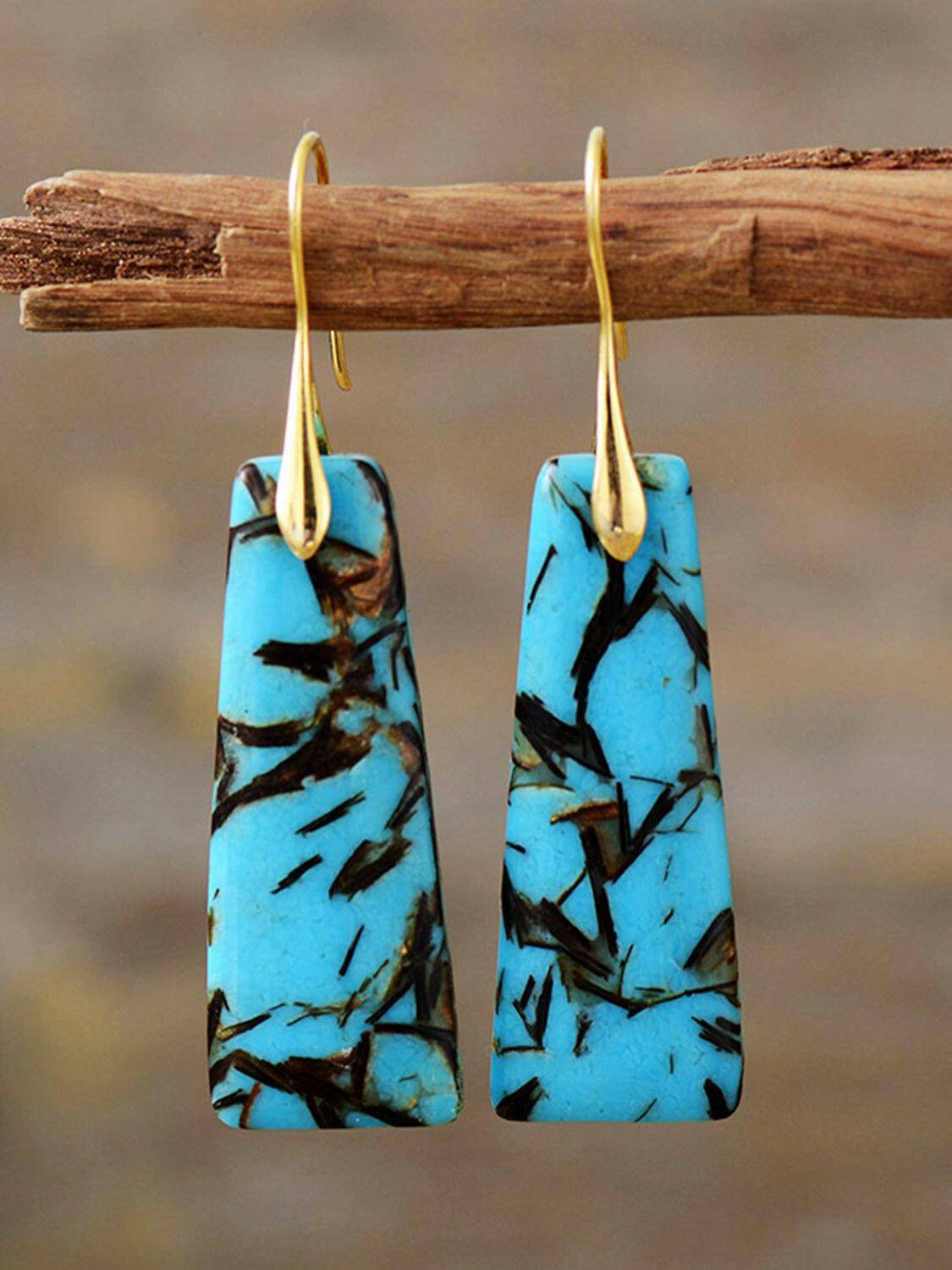 Geometrical Shape Imperial Jasper Dangle Earrings - Carri's Cache