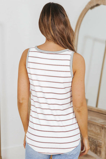 Striped Buttoned Tank.