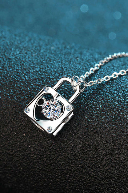 Moissanite Lock Pendant Necklace - Carri's Cache