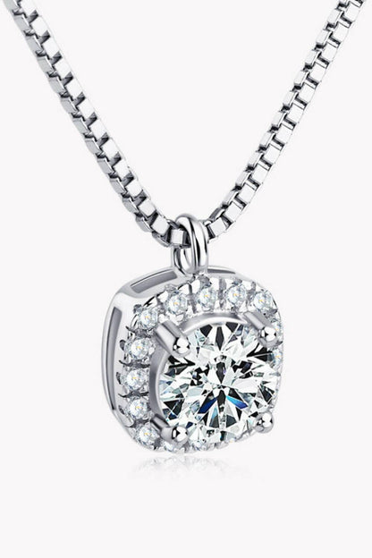 Moissanite Pendant Platinum-Plated Necklace.