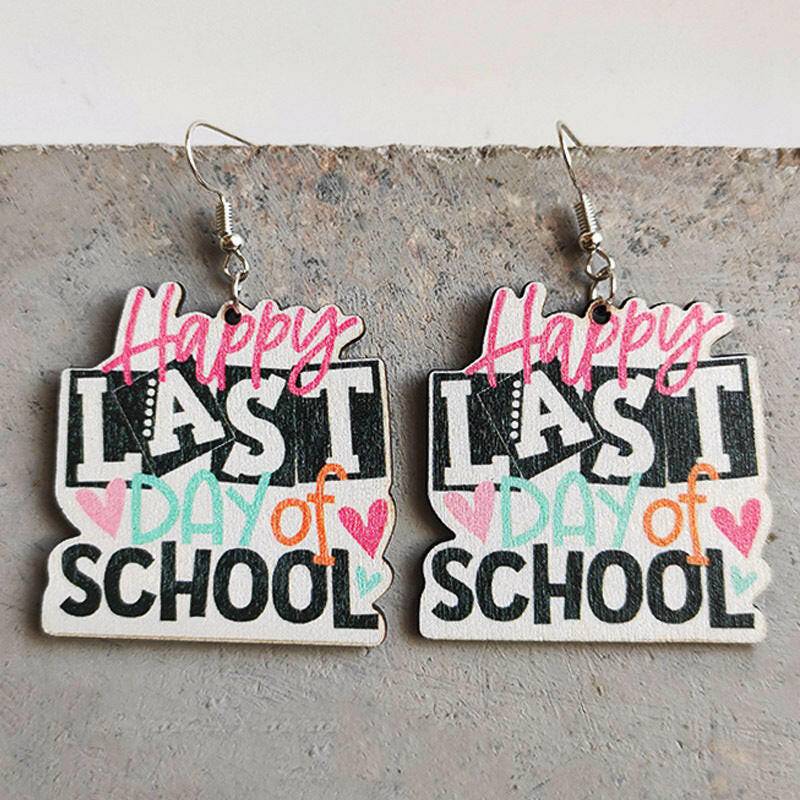 School Theme Wooden Dangle Earrings - Carri's Cache