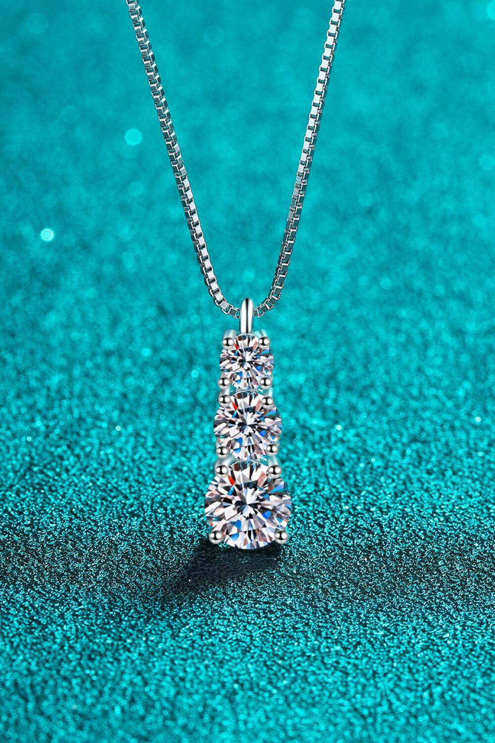 1.8 Carat Moissanite Triple-Pendant Necklace - Carri's Cache