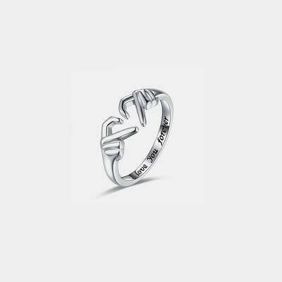 Hand Heart Shape 925 Sterling Silver Open Ring - Carri's Cache