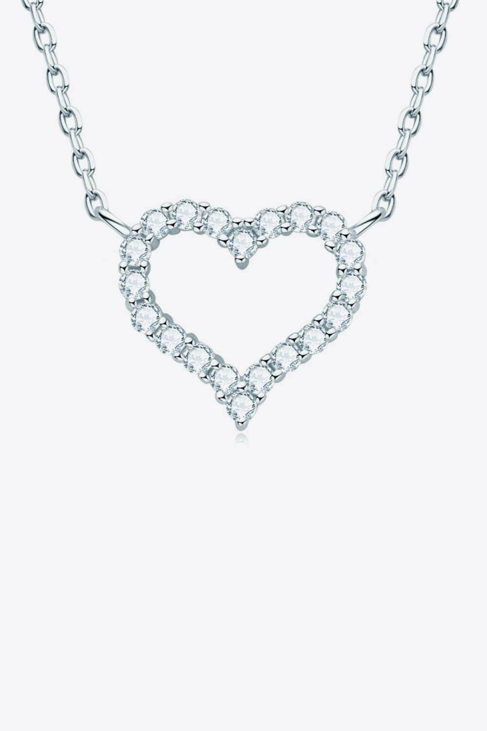 Moissanite Platinum-Plated Heart Necklace.