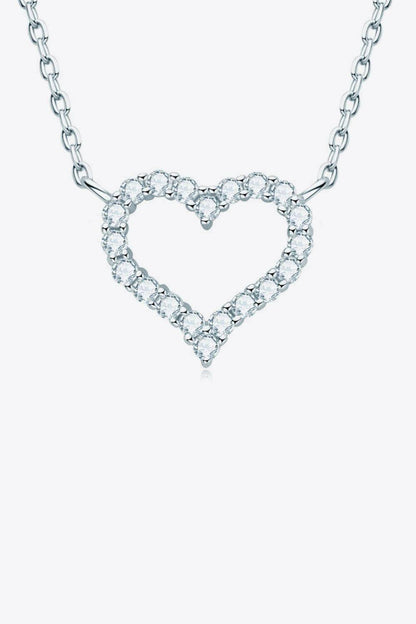 Moissanite Platinum-Plated Heart Necklace.