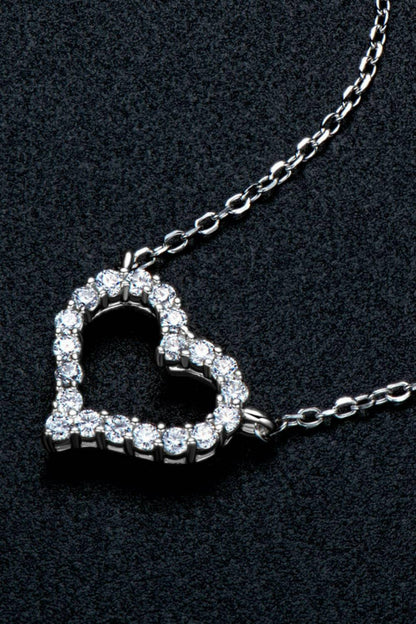 Moissanite Platinum-Plated Heart Necklace.