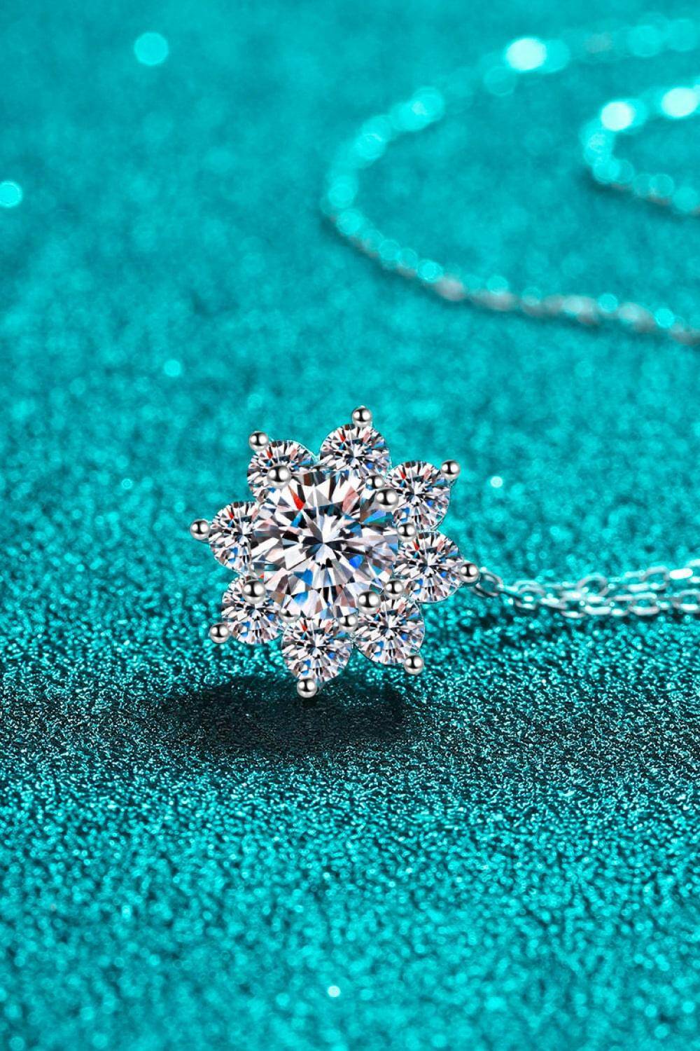 Moissanite Floral-Shaped Pendant Necklace - Carri's Cache