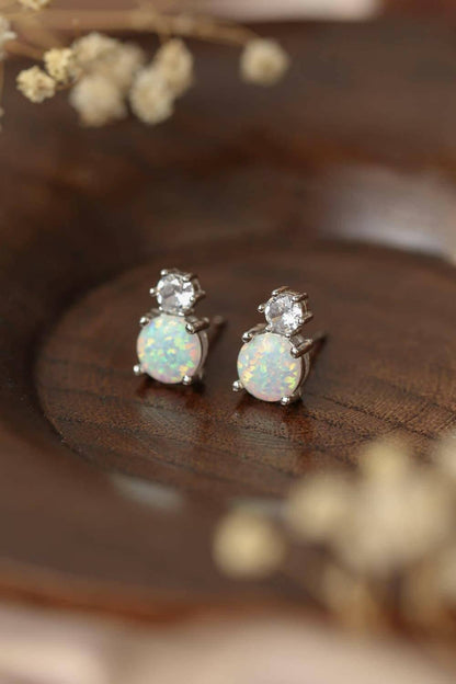 4-Prong Opal Stud Earrings.