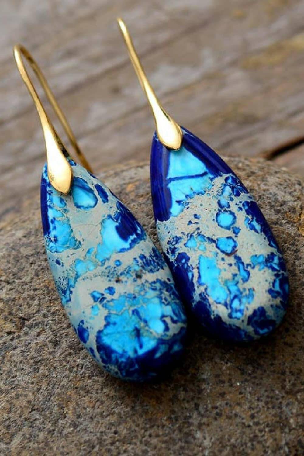 Handmade Teardrop Shape Natural Stone Dangle Earrings - Carri's Cache