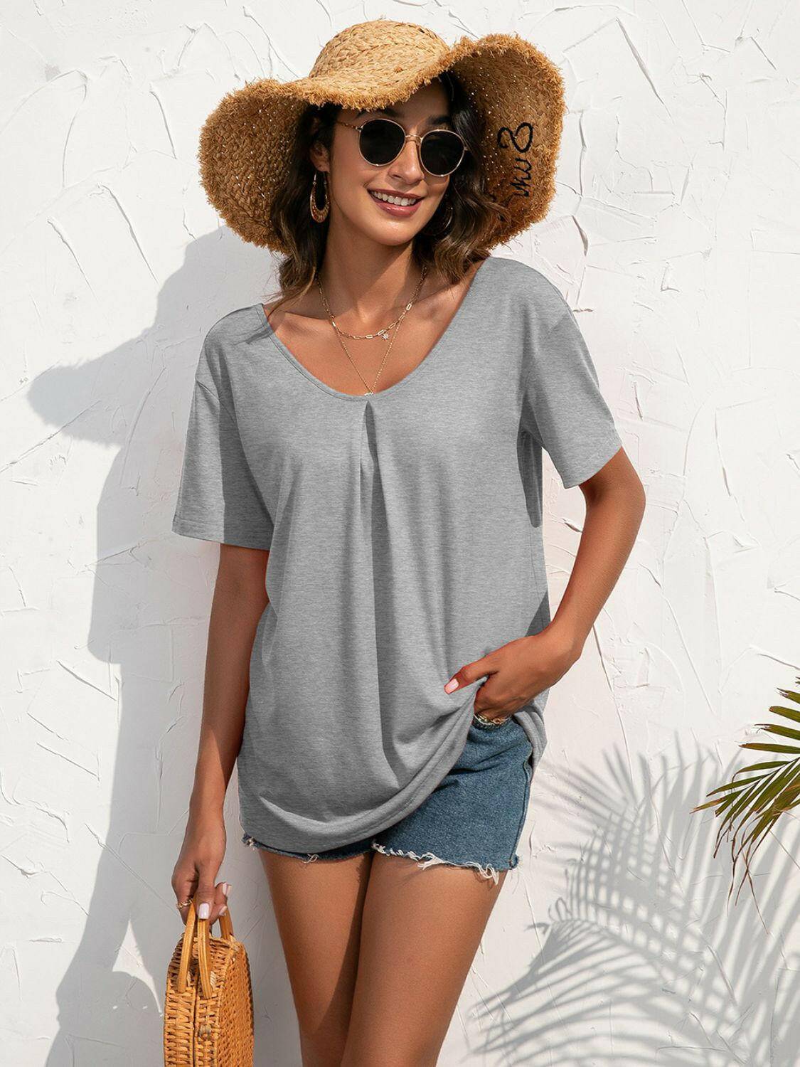 Lace Trim Short Sleeve Top - Carri's Cache