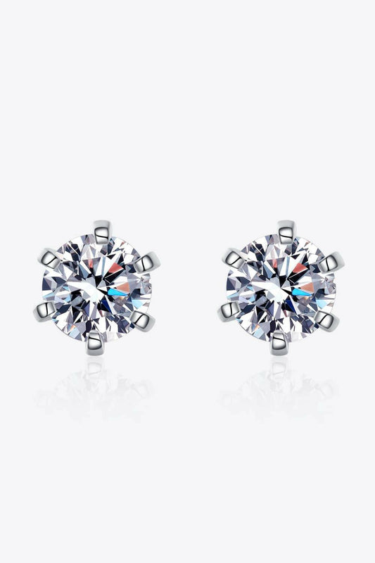 Moissanite Rhodium-Plated Stud Earrings - Carri's Cache