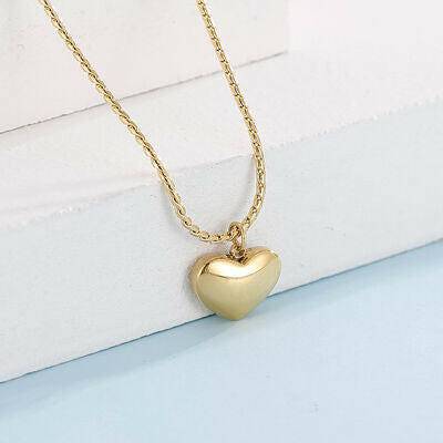 Mother-Of-Pearl Heart Pendant Stainless Steel Necklace - Carri's Cache