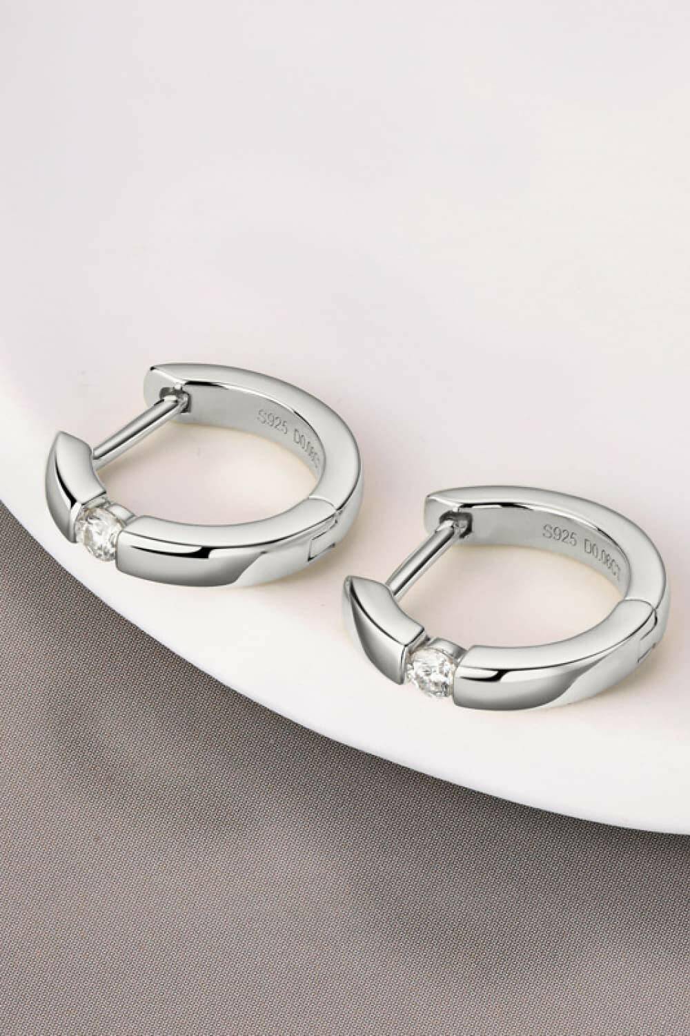 Moissanite 925 Sterling Silver Huggie Earrings - Carri's Cache