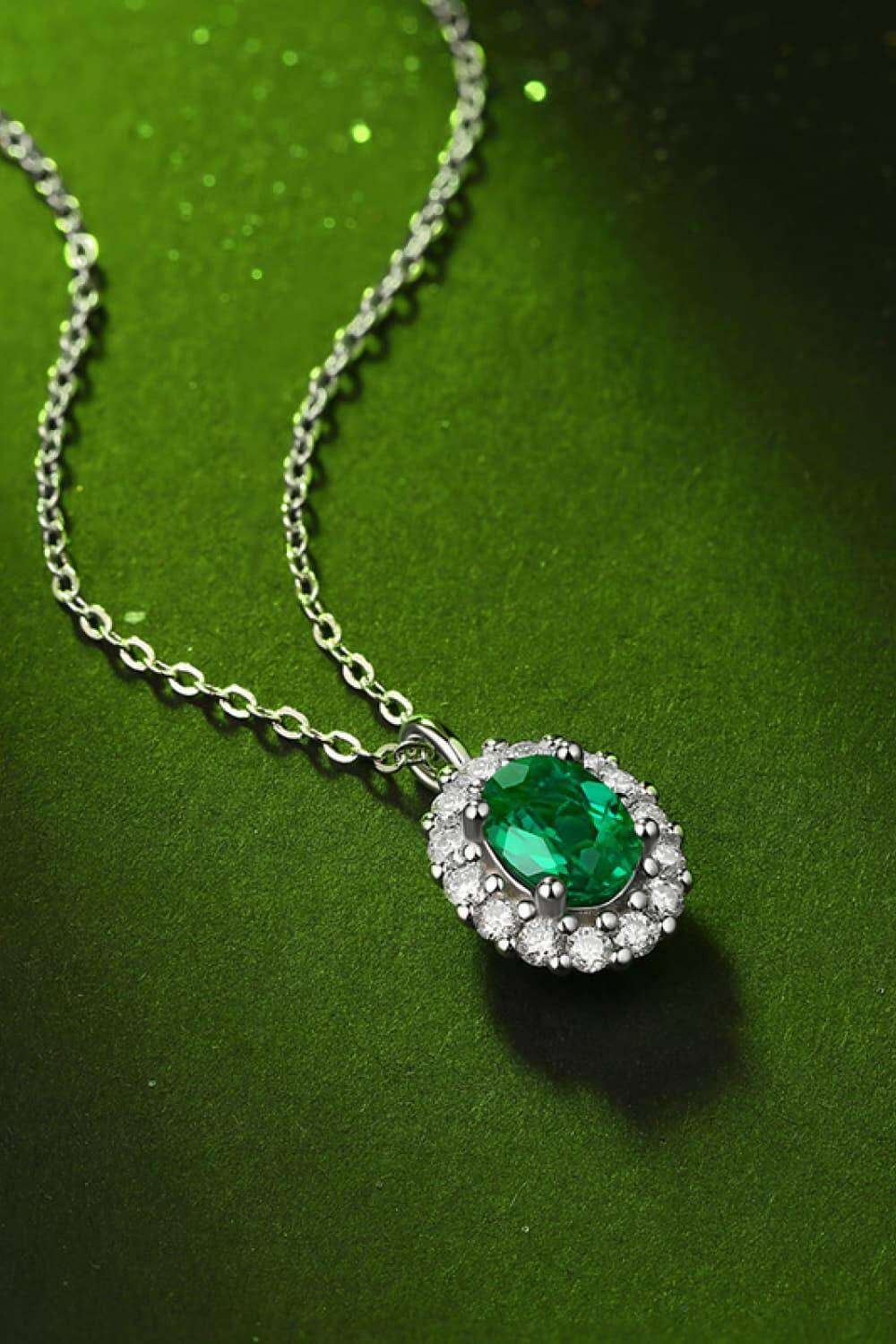 1.5 Carat Lab-Grown Emerald 925 Sterling Silver Necklace - Carri's Cache