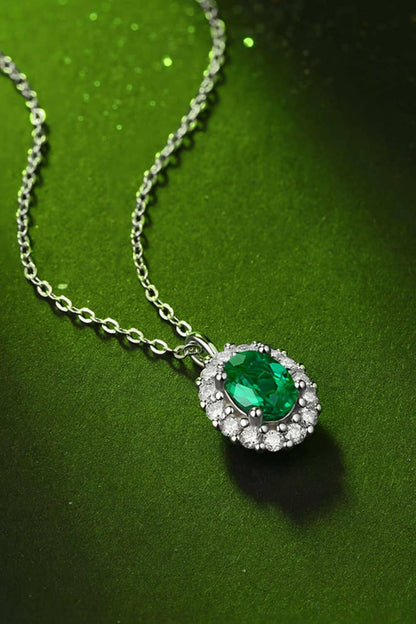 1.5 Carat Lab-Grown Emerald 925 Sterling Silver Necklace - Carri's Cache