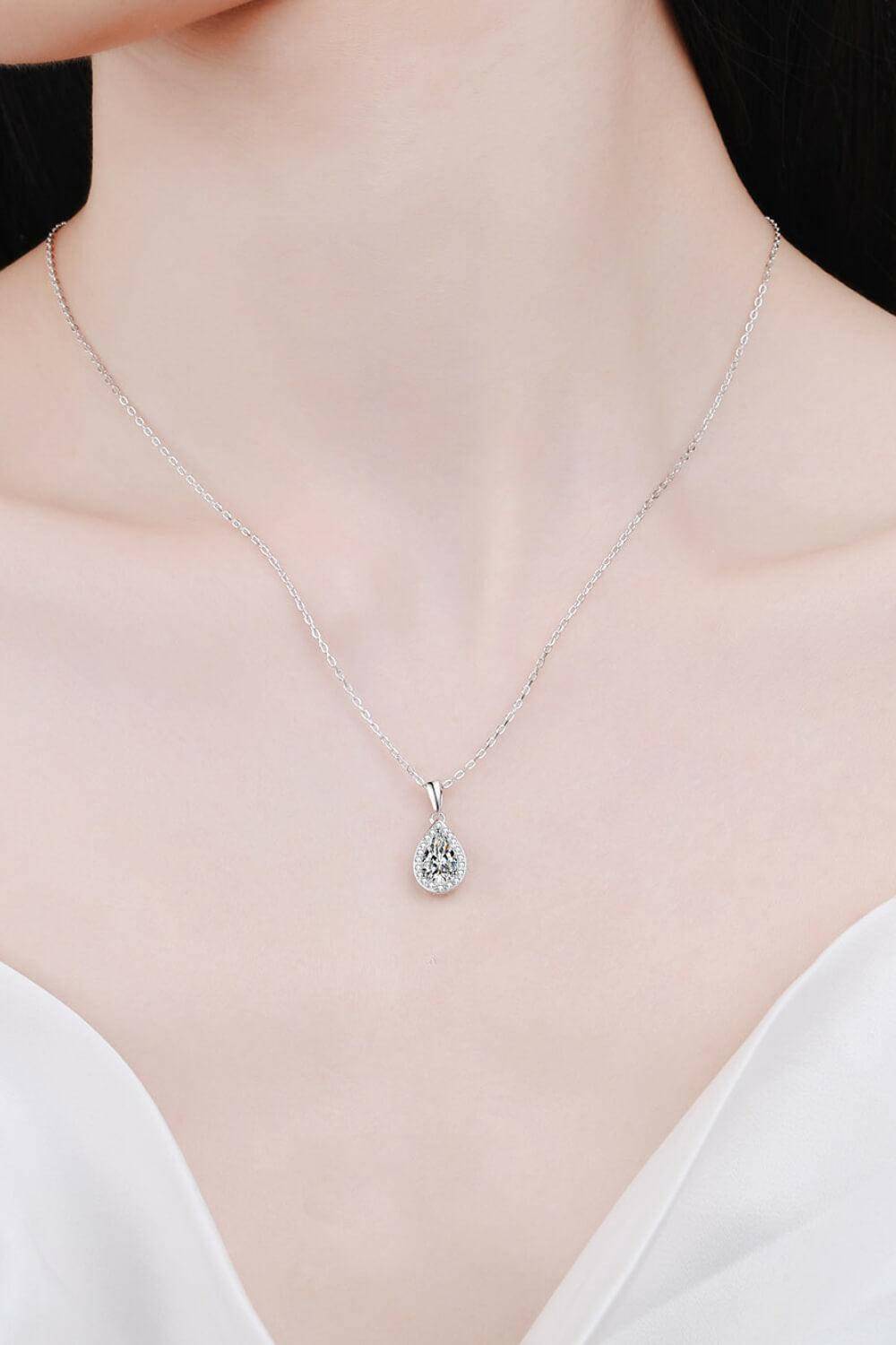 Moissanite Teardrop Pendant Necklace - Carri's Cache