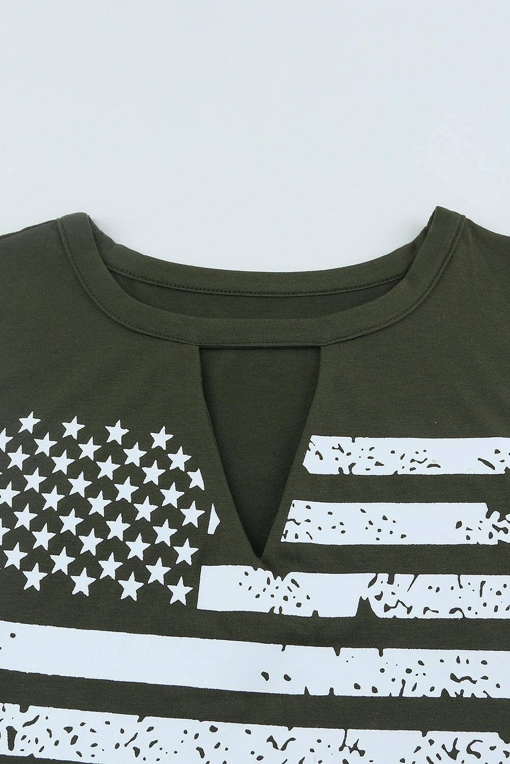 US Flag Graphic Cutout Round Neck Tank - Carri's Cache