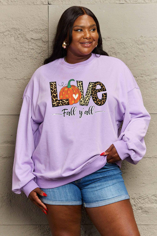 Simply Love Full Size LOVE FALL Y'ALL Graphic Sweatshirt - Carri's Cache