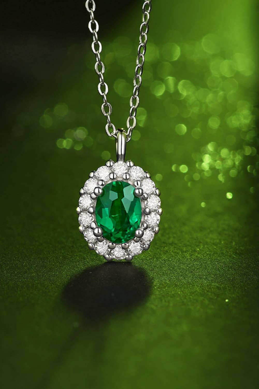 1.5 Carat Lab-Grown Emerald 925 Sterling Silver Necklace - Carri's Cache