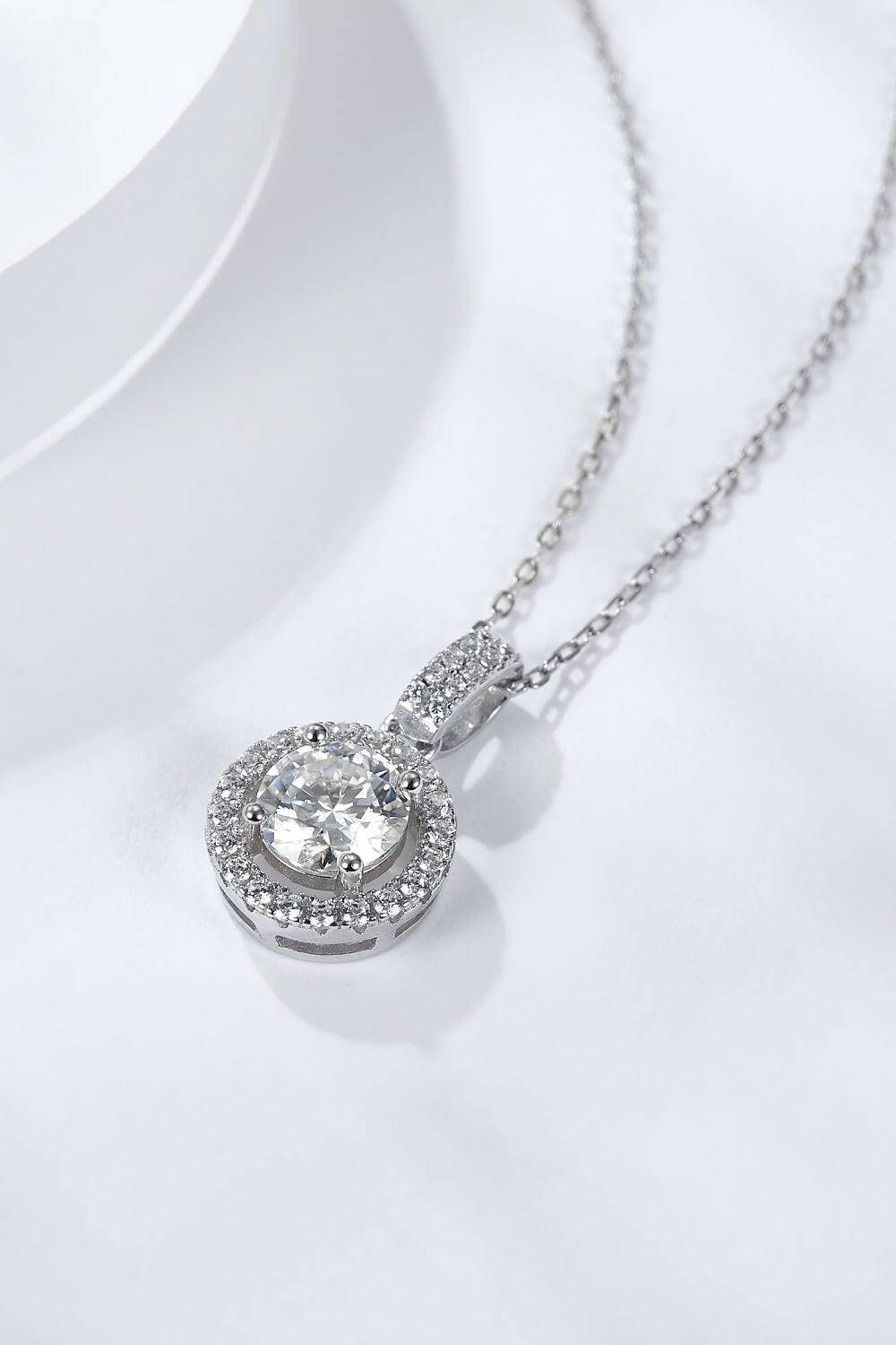 2 Carat Moissanite Round Pendant Necklace.