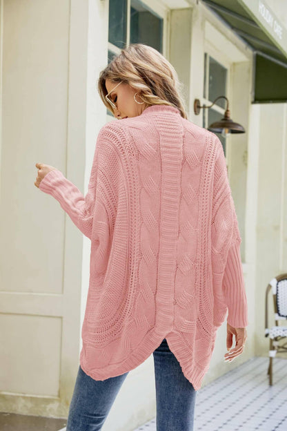 Mixed Knit Open Front Dolman Sleeve Cardigan - Carri's Cache