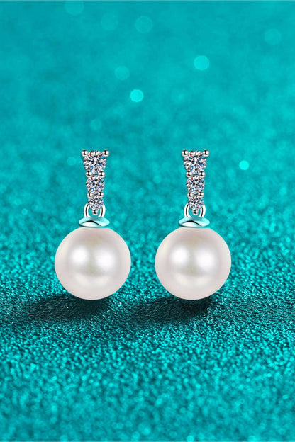 Moissanite Pearl Drop Earrings - Carri's Cache