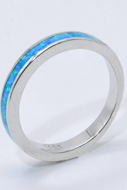 925 Sterling Silver Opal Ring in Sky Blue.