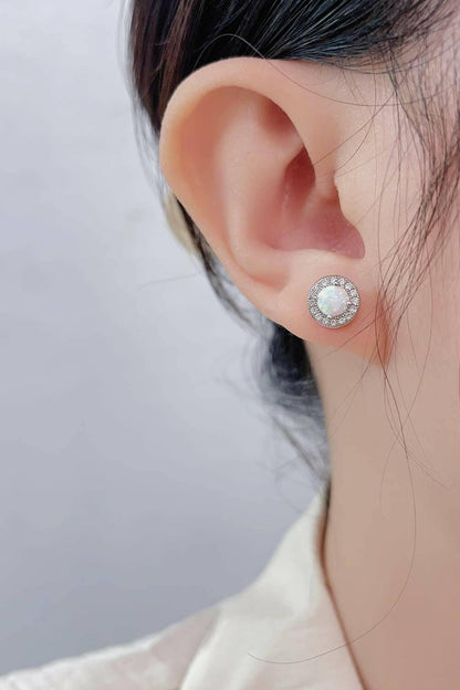 Opal 4-Prong Round Stud Earrings.