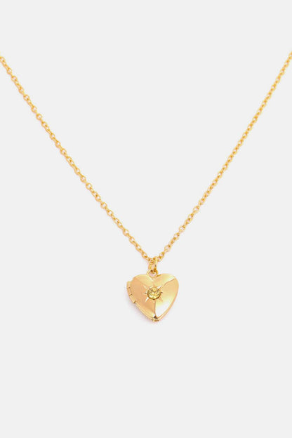 Zircon Heart Shape 14K Gold-Plated Pendant Necklace - Carri's Cache