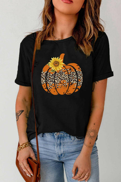 Floral Pumpkin Graphic Tee - Carri's Cache