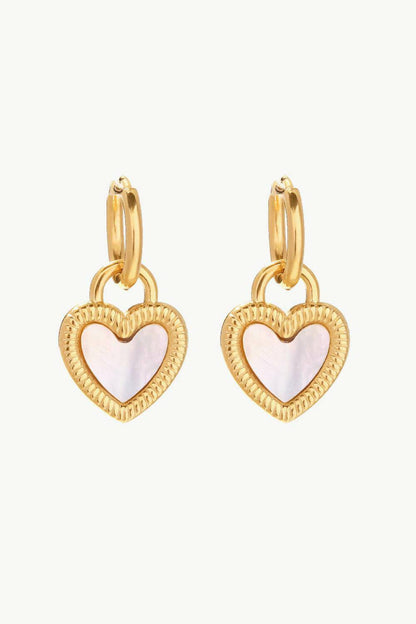 Inlaid Shell Heart Drop Earrings - Carri's Cache