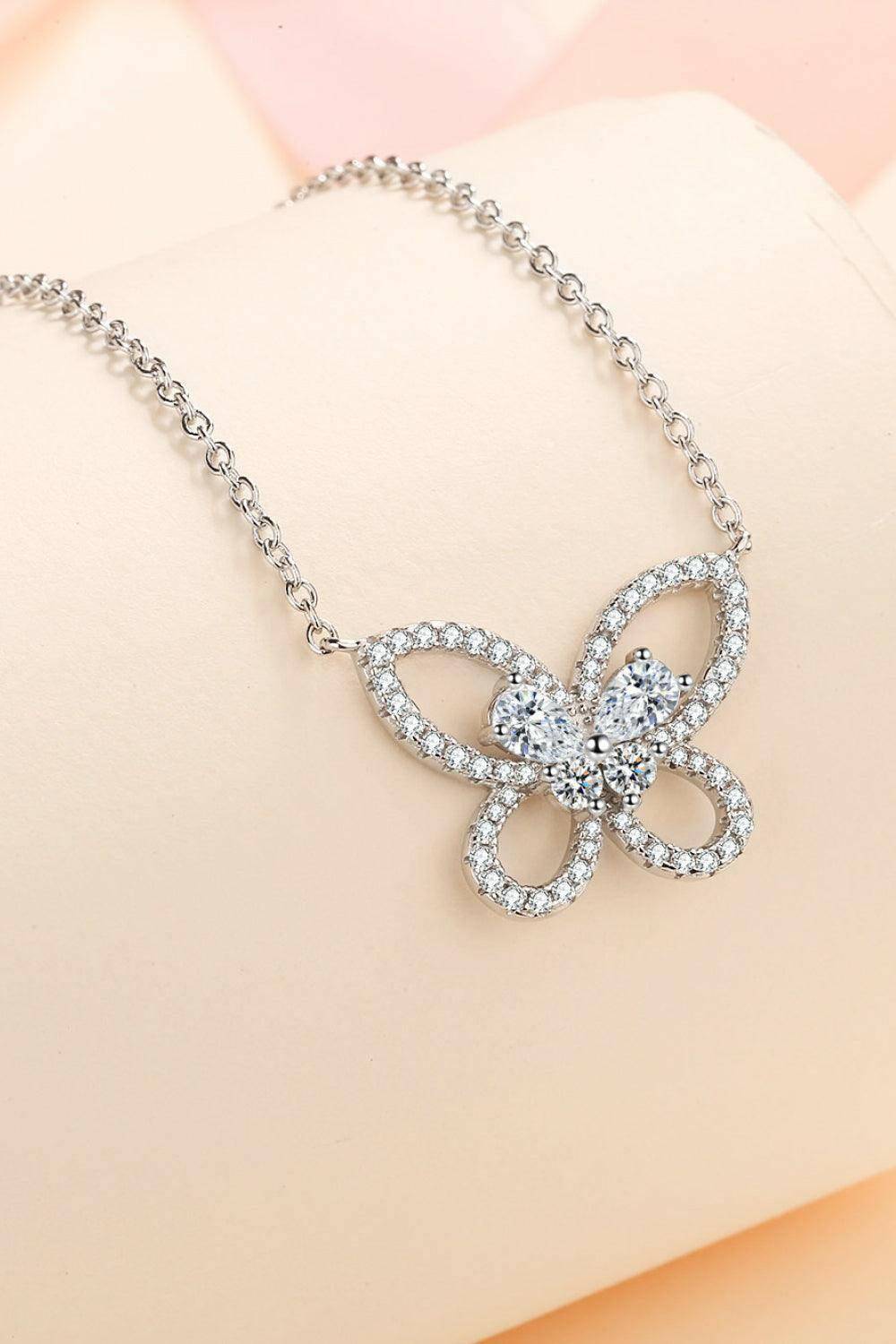 Moissanite Butterfly Pendant Necklace - Carri's Cache