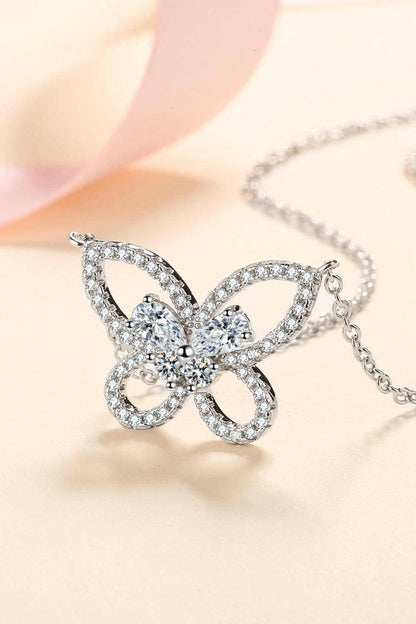 Moissanite Butterfly Pendant Necklace - Carri's Cache