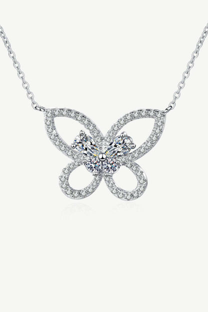 Moissanite Butterfly Pendant Necklace - Carri's Cache