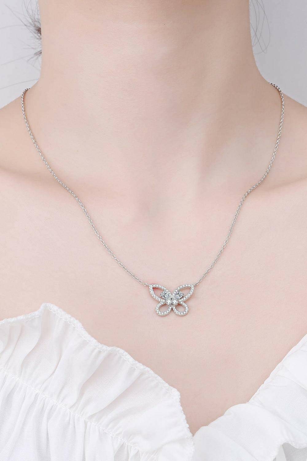 Moissanite Butterfly Pendant Necklace - Carri's Cache