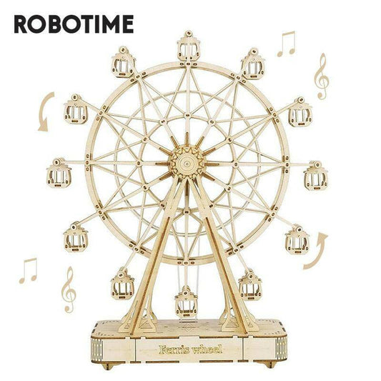 Robotime DIY Wooden Rotatable Ferris Wheel Model with Playing Music Toys for children birthday TGN01 - Carri's Cache