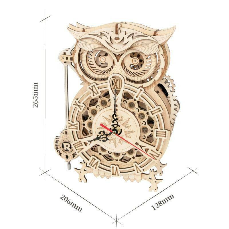 Robotime ROKR 3D Wooden Puzzle Owl Clock Model Building Kit Toys for Children Kids Boys LK503 - Carri's Cache