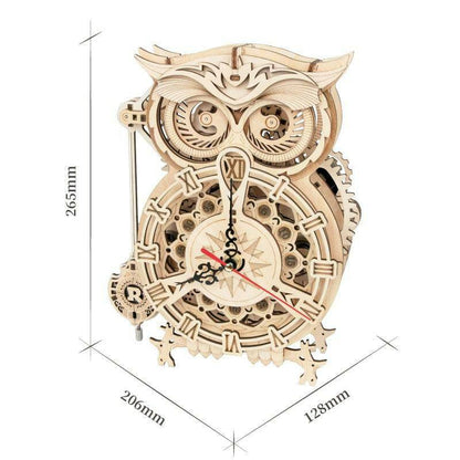 Robotime ROKR 3D Wooden Puzzle Owl Clock Model Building Kit Toys for Children Kids Boys LK503 - Carri's Cache