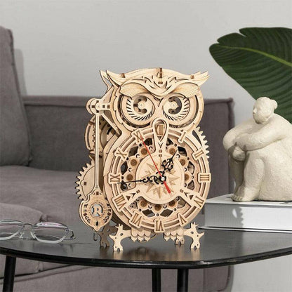 Robotime ROKR 3D Wooden Puzzle Owl Clock Model Building Kit Toys for Children Kids Boys LK503 - Carri's Cache